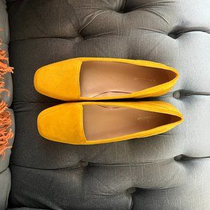 Mustard Yellow Suede Slip-On Loafers/Flats - Women's 8